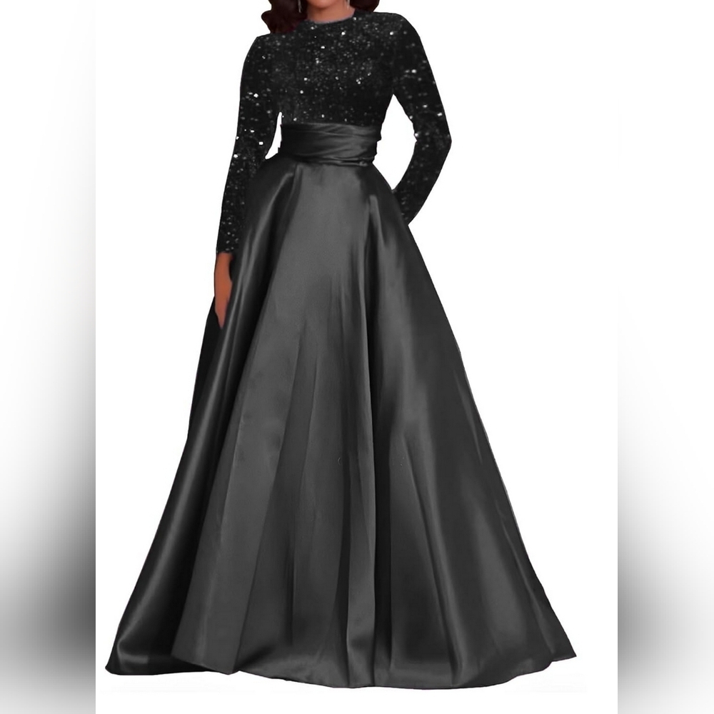 Black Sequin Evening Gown